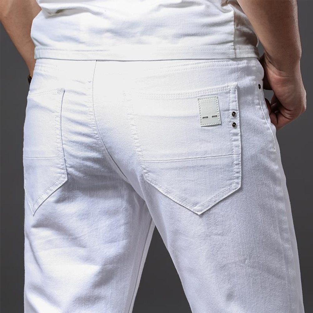 Skinny Jeans Ripped - Jeans bianchi da uomo Elasticità Dritto