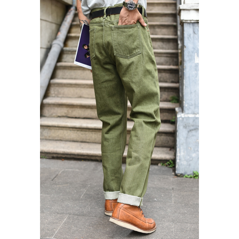 Skinny Jeans Ripped - Jeans da Uomo Saucezhan Verde Oliva