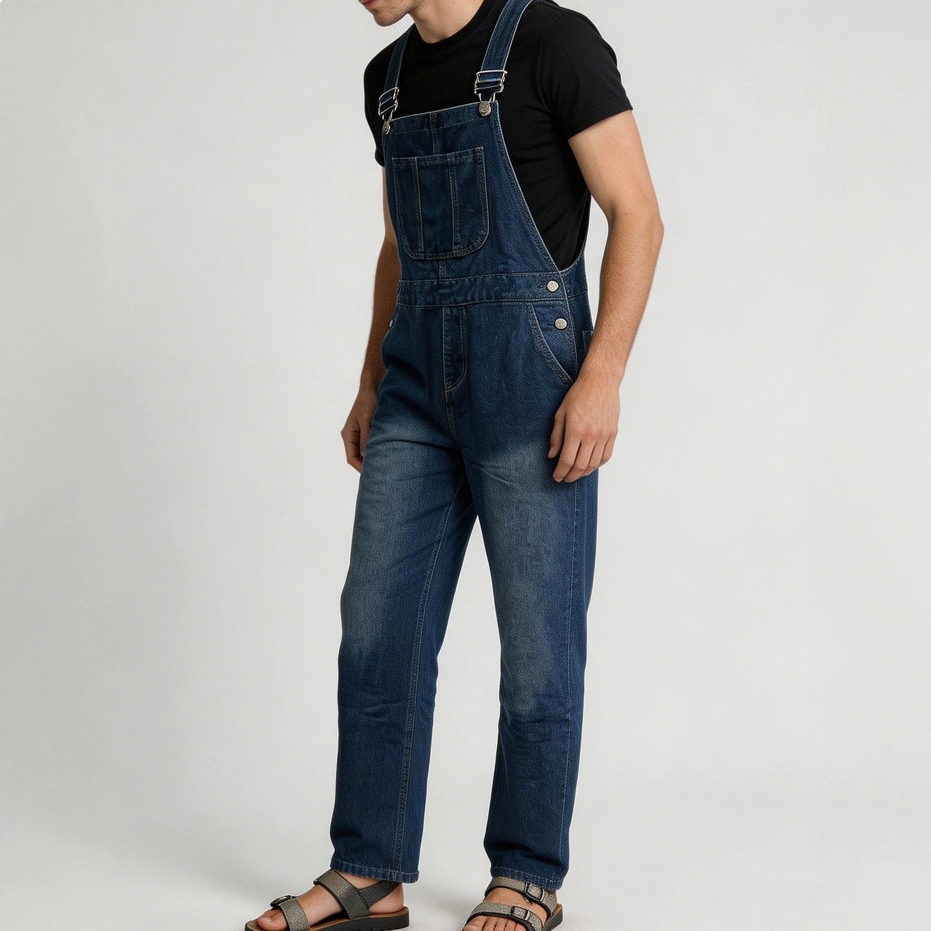Men'S Fashion Overalls - Salopette in Denim Retrò Primaverile ed