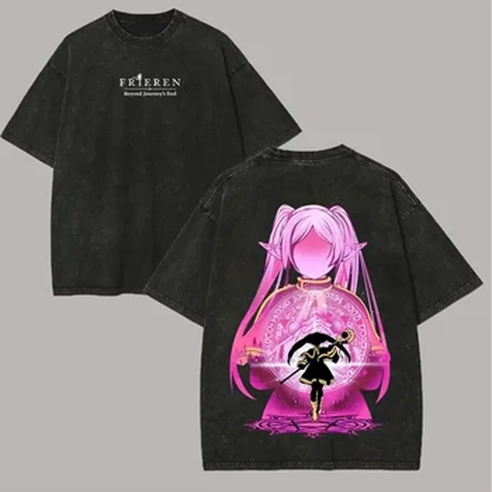 Graphic Tee Oversized - T-shirt Grafica Anime Cute Frieren per